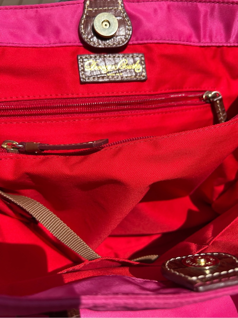 Dooney & Bourke Hot Pink Nylon Victoria Satchel Tote Bag - Picture 13 of 16